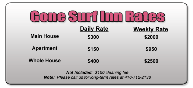 Gone Surf Inn Rental Rates